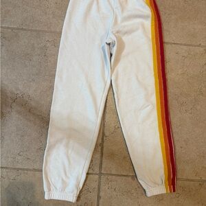 Aviator Nation White Sweatpants with Stripes. Size 12